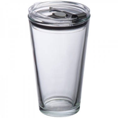 Logo trade promotional gifts image of: Glass mug with lid WATTENSCHEID 400 ml