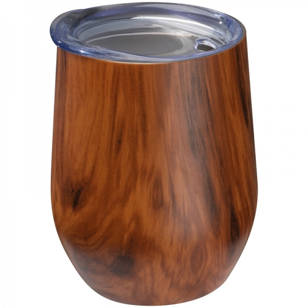 Logotrade promotional giveaway image of: Stainless steel mug with wooden look BRIGHTON 380 ml