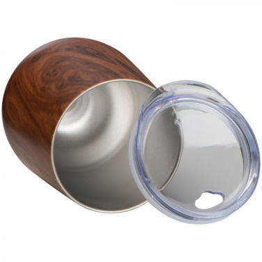 Logo trade business gifts image of: Stainless steel mug with wooden look BRIGHTON 380 ml
