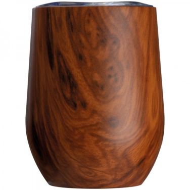 Logotrade promotional giveaway picture of: Stainless steel mug with wooden look BRIGHTON 380 ml