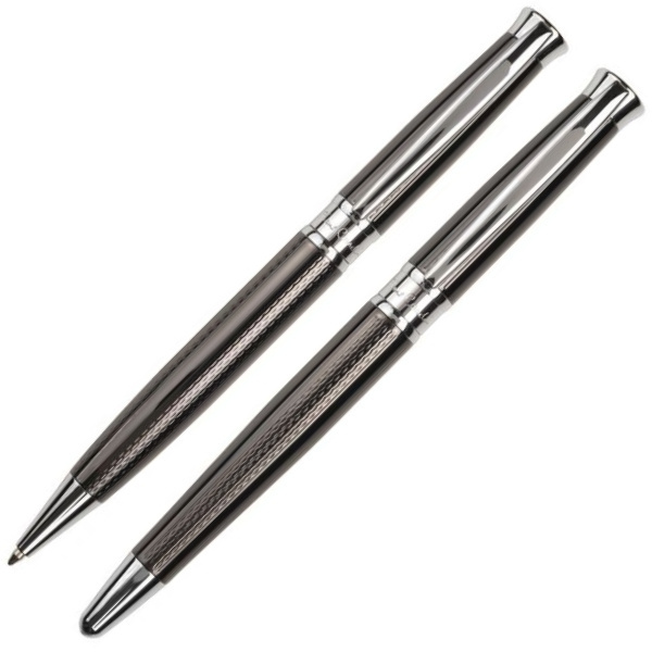 Logo trade business gift photo of: Metal set of ballpoint pen and roller ROI