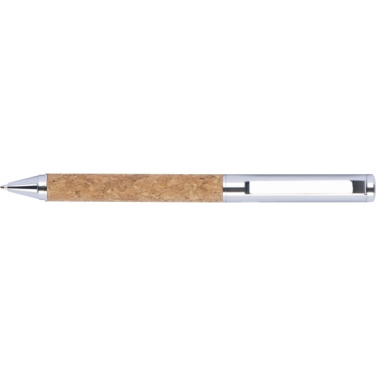 Logo trade promotional giveaways image of: Twist-ballpen metal and cork LILLEHAMMER