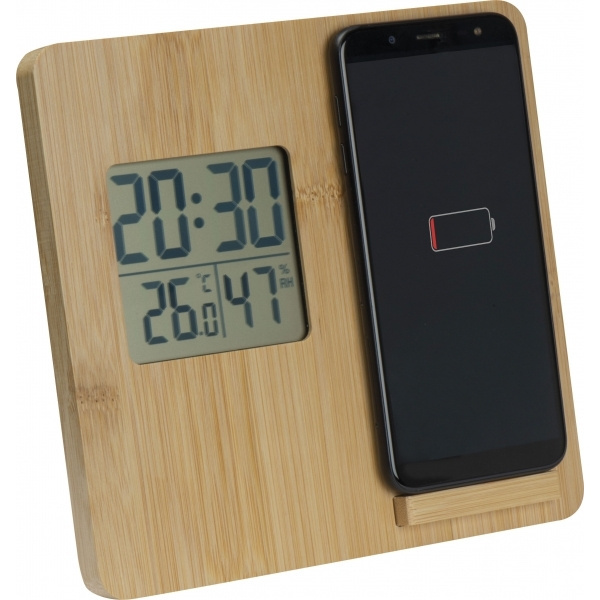 Logotrade promotional merchandise photo of: Bamboo weather station GRANADA