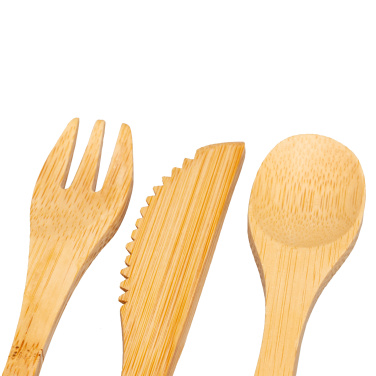 Logo trade promotional gift photo of: Bamboo cutlery set BONNEVILLE