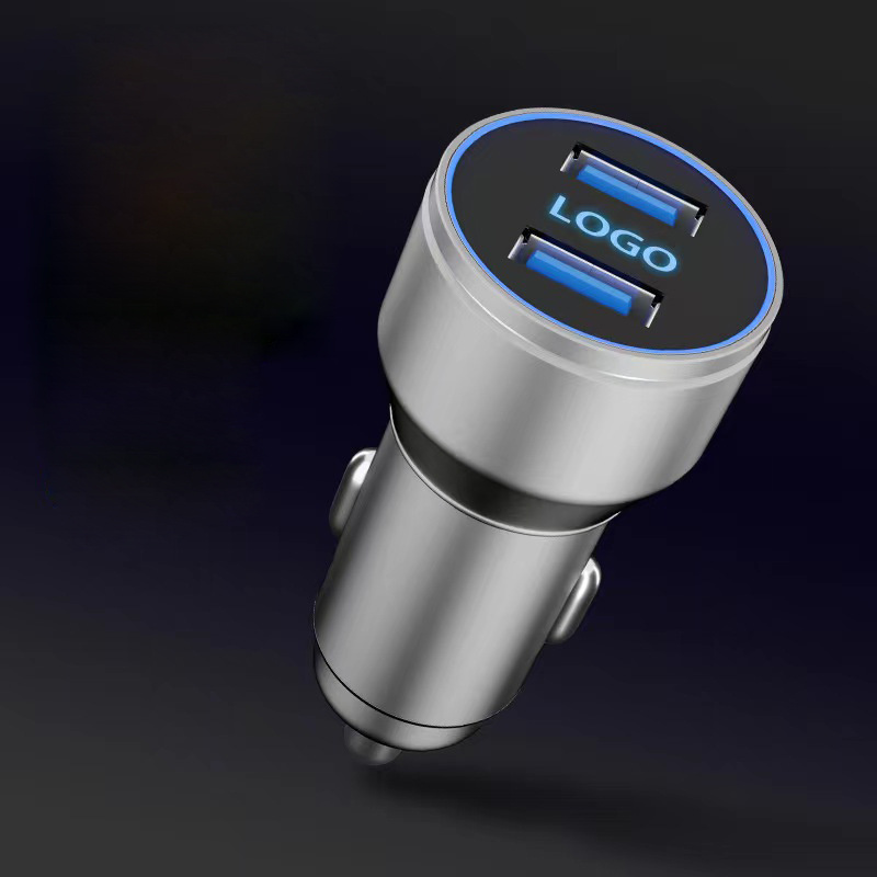 Logo trade corporate gifts image of: Car charger with enlighted logo for engraving