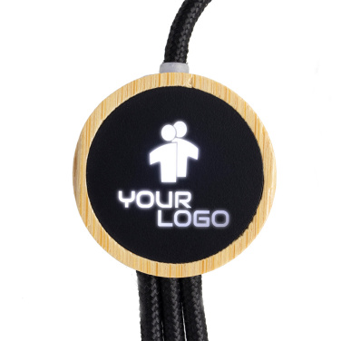 Logo trade promotional gift photo of: 3-in-1 cable with elighted logo in a wooden casing, LH-ZMU06