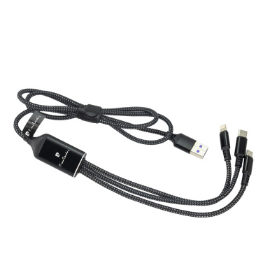 Logotrade corporate gift picture of: 3 in 1 cable with elighted logo Pierre Cardin
