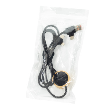 Logo trade promotional merchandise image of: 4in1 long wooden cable with elighted logo for engraving