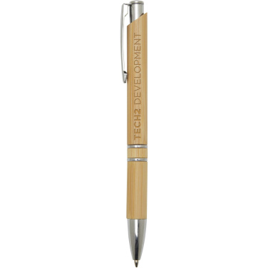 Logo trade promotional gifts picture of: Wicker bamboo ballpoint pen