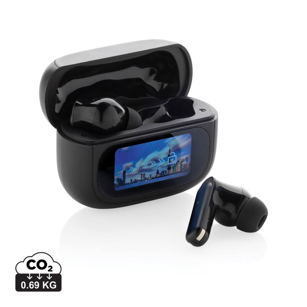 Logo trade promotional items image of: Airtune RCS recycled plastic ANC earbuds with touch screen
