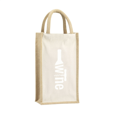 Logo trade promotional merchandise photo of: Jute Canvas Double Wine Bag