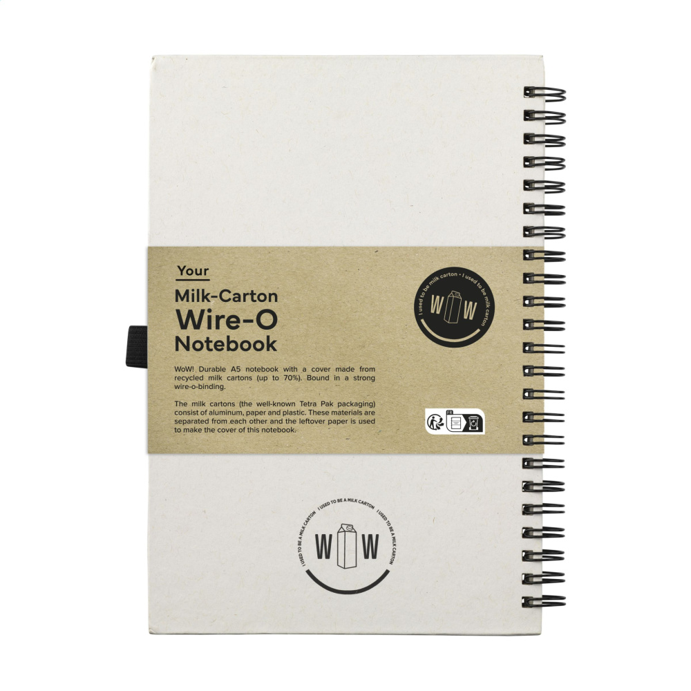 Logo trade business gift photo of: Milk-Carton Wire-O Paper Notebook A5