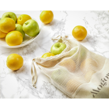Logo trade promotional giveaway photo of: Natura Organic GOTS Mesh Bag (120 g/m²) fruit bag