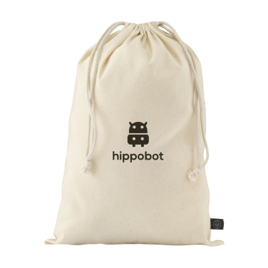 Logo trade business gifts image of: Gift Pouch Natural GRS Recycled Cotton (150 g/m²) L