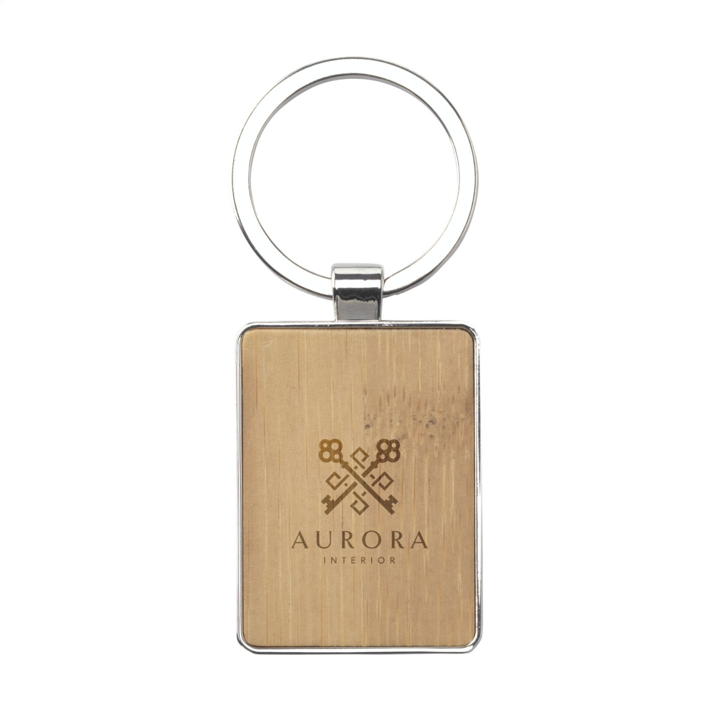 Logo trade corporate gifts picture of: Bamboo Key Rectangle keyring