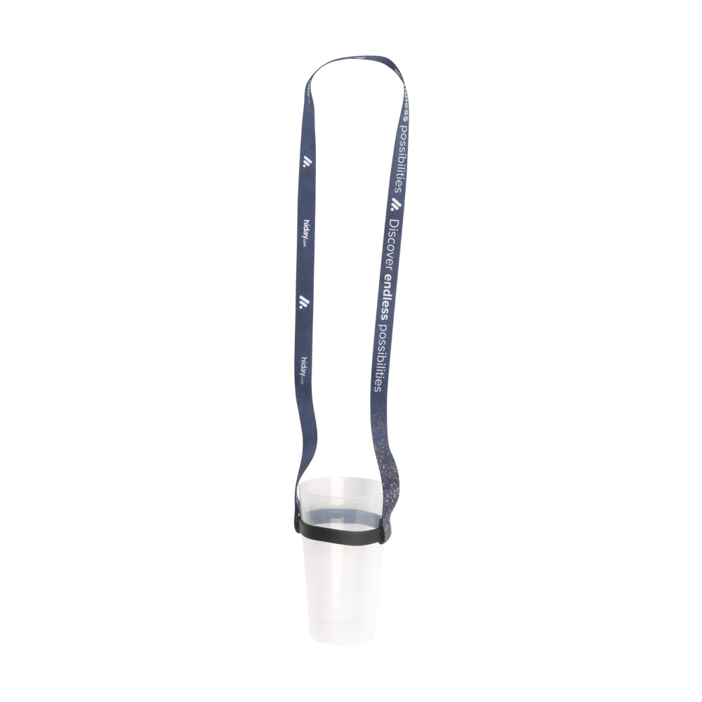 Logo trade promotional giveaways image of: Lanyard Sublimation RPET 1.5 cm with Cup holder