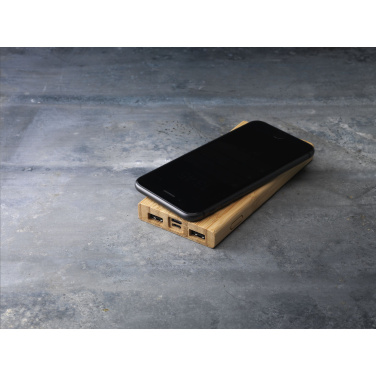 Logo trade promotional giveaways image of: Bamboo 8000 Wireless Powerbank wireless charger