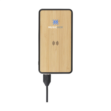 Logotrade promotional product picture of: Boru Bamboo RCS Recycled ABS Powerbank Wireless Charger