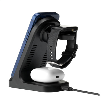 Logo trade advertising product photo of: Triple-Up RCS Recycled ABS Wireless Charger Stand