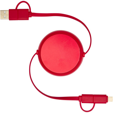 Logotrade promotional gift image of: Alasia 5-in-1 100 cm recycled plastic and aluminium retractable data sync and 45W fast charge cable