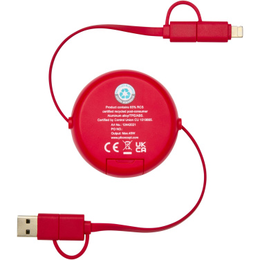 Logo trade promotional gifts picture of: Alasia 5-in-1 100 cm recycled plastic and aluminium retractable data sync and 45W fast charge cable