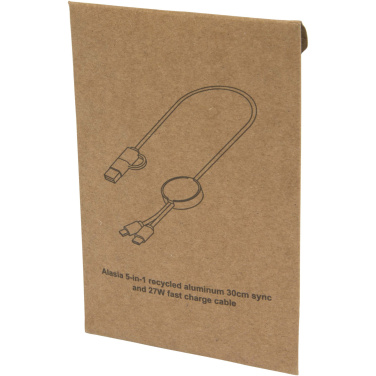 Logotrade promotional merchandise photo of: Alasia 5-in-1 recycled aluminium and plastic 30 cm data sync and 27W fast charge cable