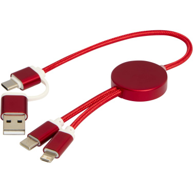 Logotrade promotional item image of: Alasia 5-in-1 recycled aluminium and plastic 30 cm data sync and 27W fast charge cable