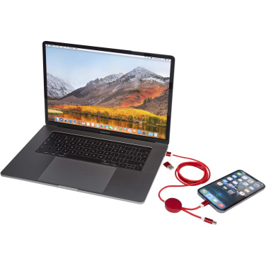 Logo trade promotional items image of: Alasia 5-in-1 recycled aluminium and plastic 150 cm data sync and 27W fast charge cable