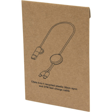 Logo trade promotional gift photo of: Citala 5-in-1 recycled plastic 30 cm data sync and 27W fast charge cable