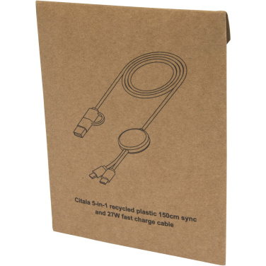 Logotrade promotional product picture of: Citala 5-in-1 recycled plastic 150 cm data sync and 27W fast charge cable