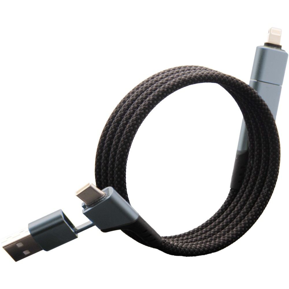 Logo trade promotional products image of: SCX.design C52 100W 4-in-1 rPET magnetic ultra fast charging cable 