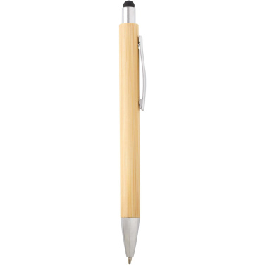 Logo trade promotional gift photo of: Oblys bamboo ballpoint pen and mechanical pencil set (black ink)