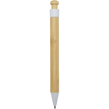 Logo trade promotional giveaways picture of: Rattan bamboo and recycled plastic ballpoint pen (black ink)