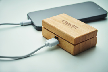 Logo trade promotional giveaways image of: TWS earbuds in bamboo case