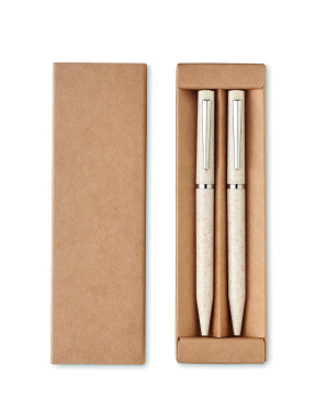 Logotrade promotional item image of: Wheat straw/ABS twist pen set