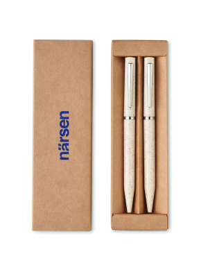 Logotrade corporate gift image of: Wheat straw/ABS twist pen set