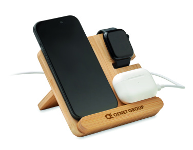 Logo trade promotional merchandise picture of: 3 in 1 15W wireless charger