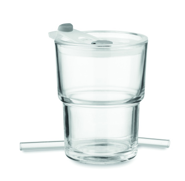 Logo trade promotional gifts image of: Glass tumbler with straw 400ml