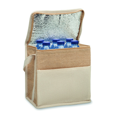 Logo trade advertising products image of: Jute and canvas cooler bag 3L