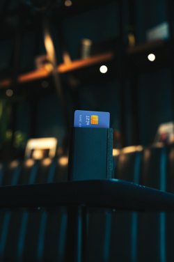 Logotrade promotional merchandise photo of: Seekcard RCS rpolyester card wallet with worldwide locating