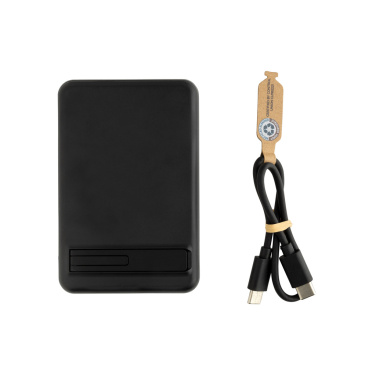 Logo trade promotional products image of: Zen RCS rplastic 5000 mah 5W magnetic bamboo powerbank