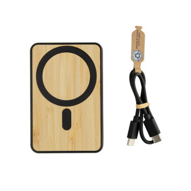 Logotrade corporate gift picture of: Zen RCS rplastic 5000 mah 5W magnetic bamboo powerbank