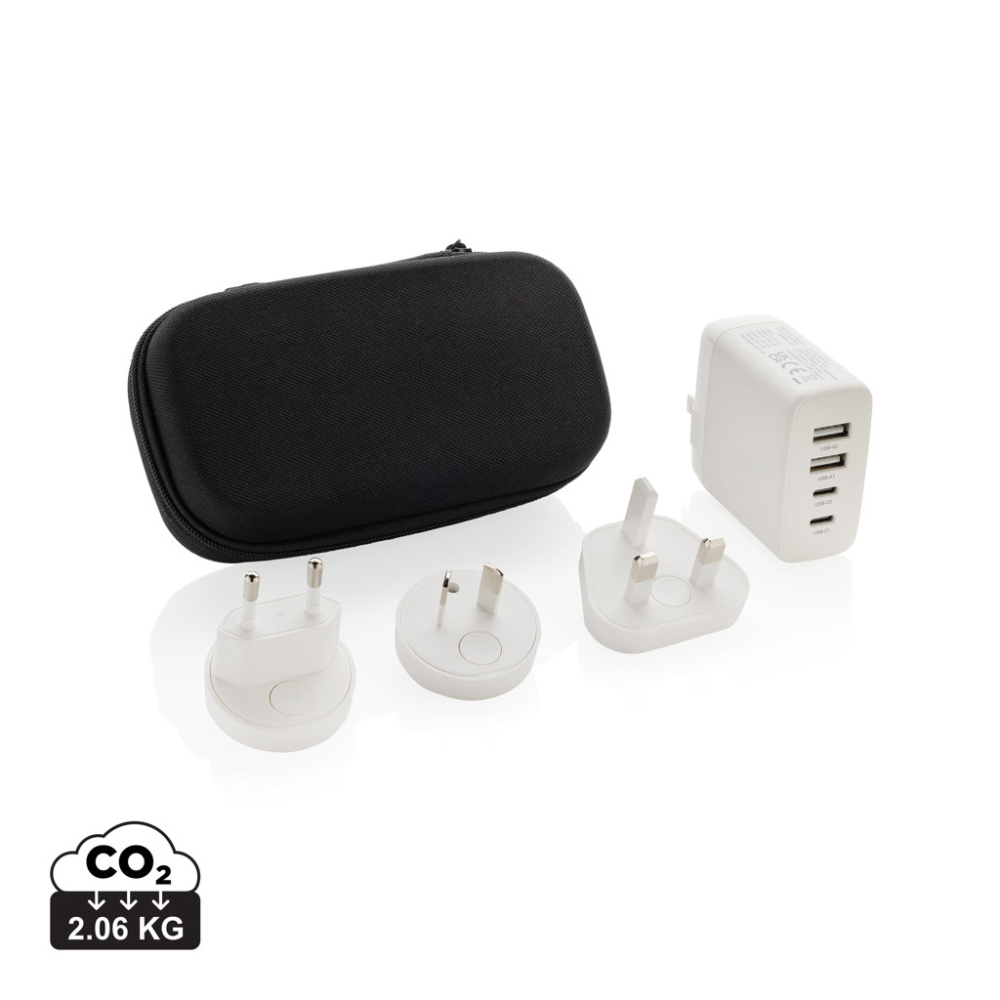 Logo trade business gifts image of: TravelCharge Pro RCS rplastic travel charger with USB C