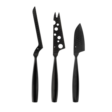 Logo trade promotional gifts image of: BOSKA Cheese Knife Set Monaco+ Black