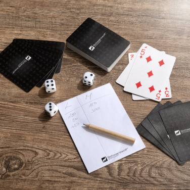 Logo trade promotional item photo of: Set of playing cards and dice MURRAY Schwarzwolf