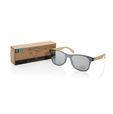 Logo trade advertising products image of: Prism RCS recycled plastic sunglasses with bamboo frame