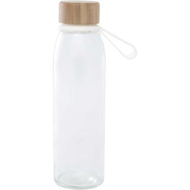 Logo trade promotional merchandise image of: Porto 500 ml glass water bottle with silicone handle and bamboo lid