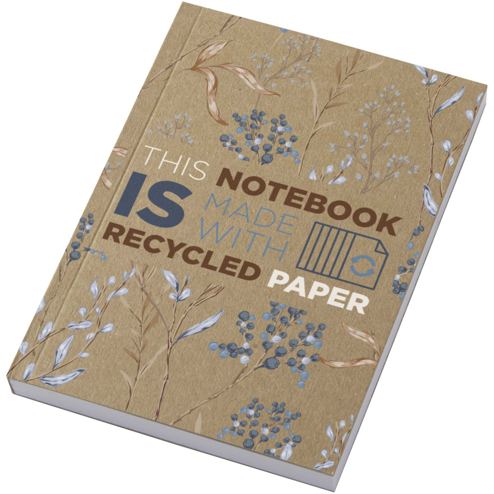 Logo trade business gifts image of: Novella Austen A6 recycled soft cover kraft notebook - 100 sheets
