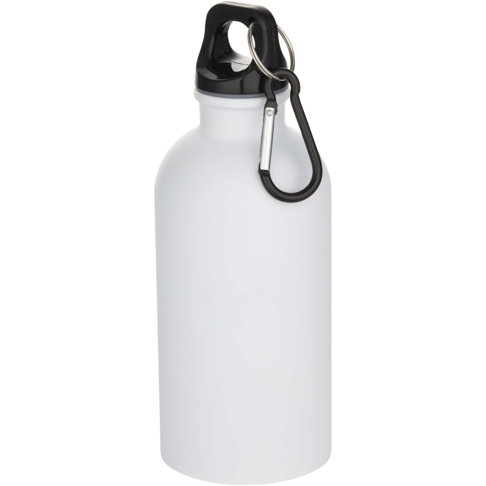 Logo trade promotional product photo of: Oregon 400 ml matte RCS recycled single wall stainless steel water bottle with carabiner