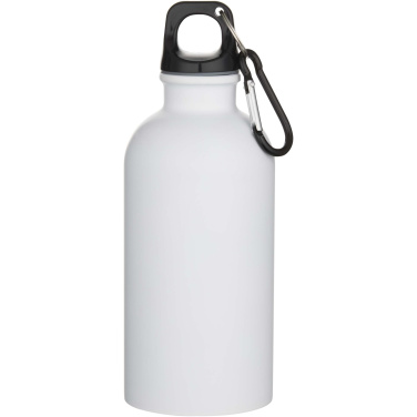 Logo trade promotional product photo of: Oregon 400 ml matte RCS recycled single wall stainless steel water bottle with carabiner